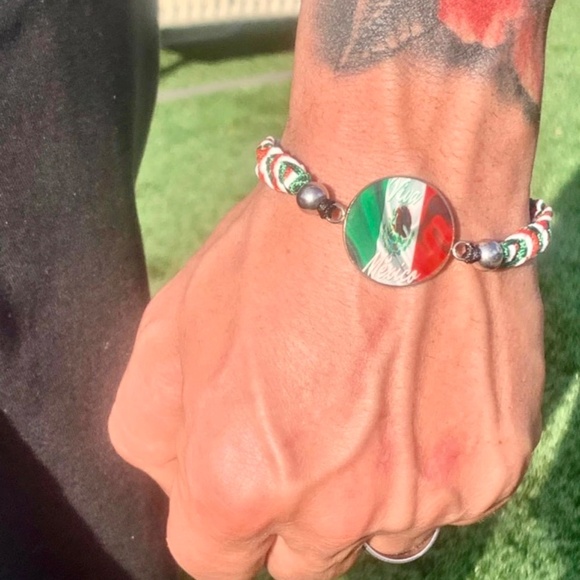 Men Patriot Bracelet-Adjustable Mexico Flag Bracelet- Mexico Flag Colors-Mexican - Picture 2 of 7
